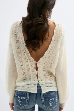 14+ knitted open back sweater
