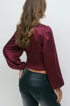 14+ satin smock blouse