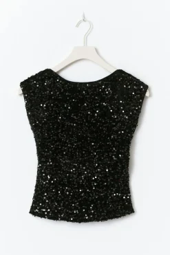 14+ sequin open back top