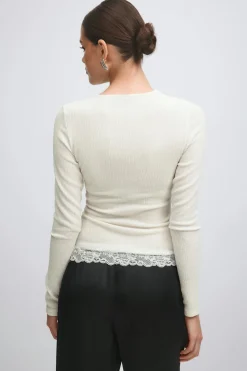 Asymmetric lace detail top
