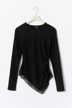 Asymmetric lace detail top