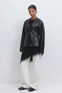 Asymmetric lace detail tunic