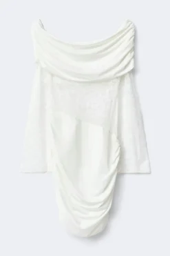 Asymmetric lace mini dress