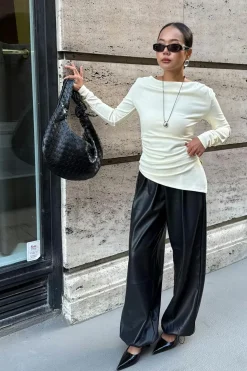 Asymmetric long sleeve top