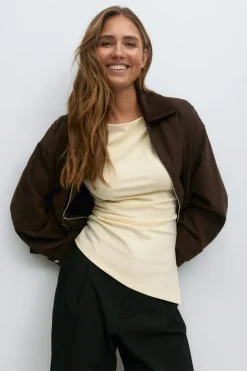 Asymmetric long sleeve top