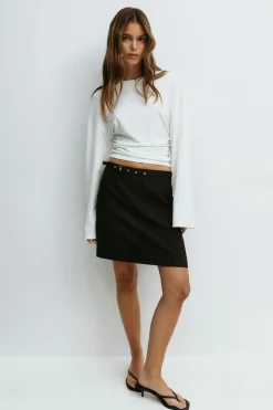 Belted mini skirt
