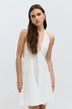 Broderie halterneck dress