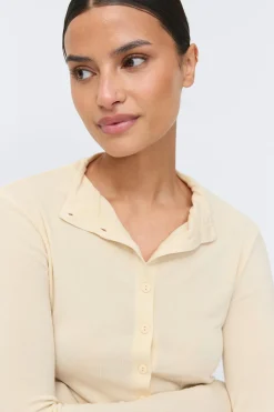 Button down funnel neck top