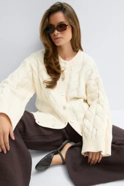 Chunky knitted cable cardigan