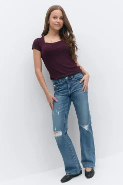 Chunky mid waist jeans