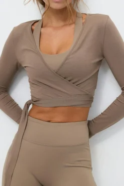 Cropped yoga wrap cardigan