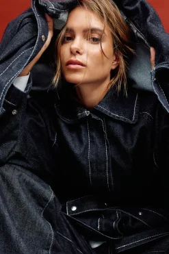 Denim car coat