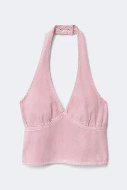 Denim halterneck top