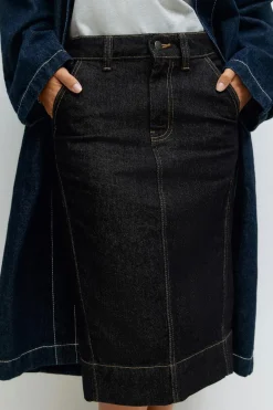 Denim pencil skirt