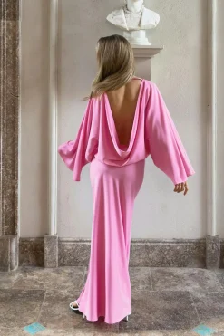 Draped back maxi dress