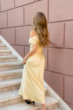 Draped satin maxi dress
