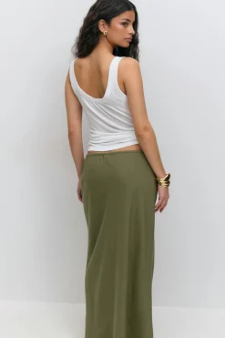 Drawstring maxi skirt
