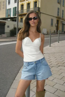 Drop loose denim shorts