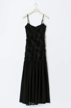 Embroidery dropped waist dress