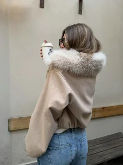Faux fur collar jacket