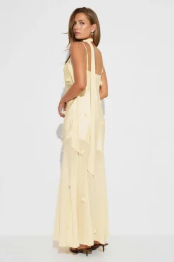 Floral maxi cowlneck dress