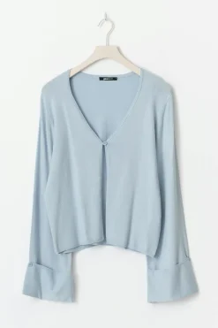 Folded sleeve knitted cardigan