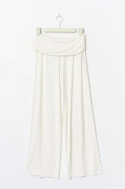 Folded wide yoga trousers