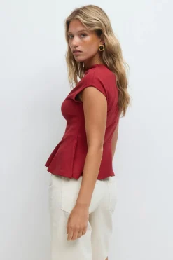 Funnel neck peplum top