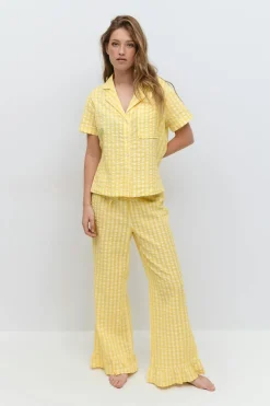 Gingham seersucker trousers