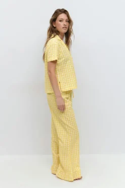 Gingham seersucker trousers
