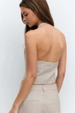 Halterneck tailored vest