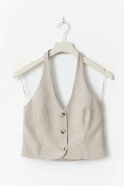 Halterneck tailored vest