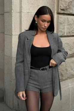 Herringbone mini shorts