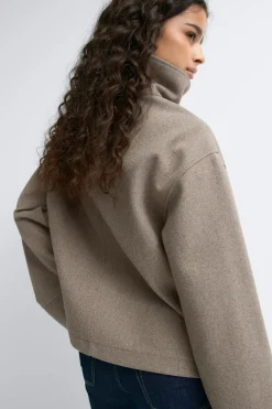 High neck short felt jacket