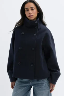High neck short felt jacket