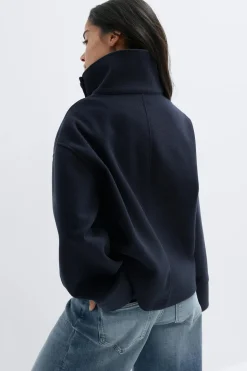 High neck short felt jacket