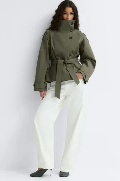 High neck trench jacket