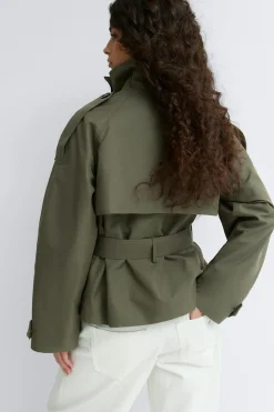 High neck trench jacket