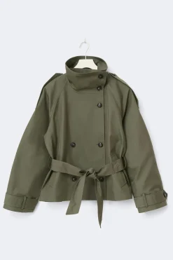 High neck trench jacket