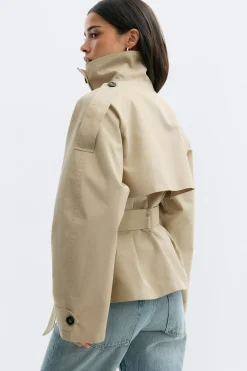 High neck trench jacket