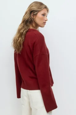 Knitted collar sweater