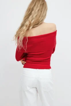 Knitted off shoulder top