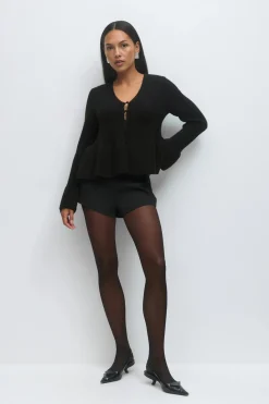 Knitted peplum cardigan
