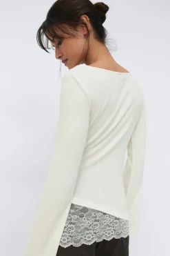Lace detail boatneck top