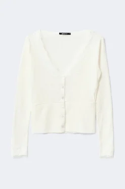 Lace detail button top