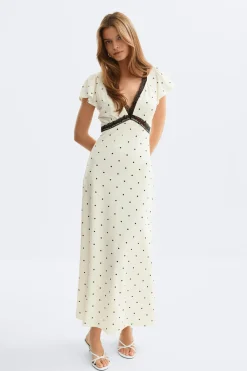 Lace detail midi dress