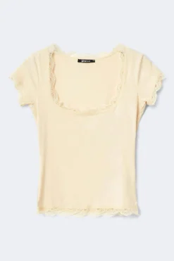Lace detail scoop neck top