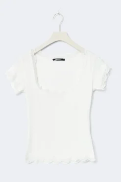 Lace detail scoop neck top