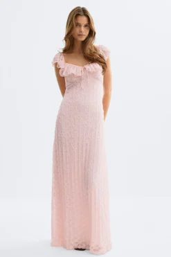 Lace frill maxi dress