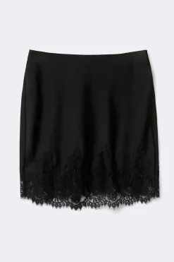 Lace satin mini skirt